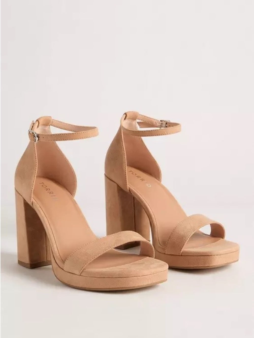 torrid Tan Suede Block Heel Ankle Strap Sandals